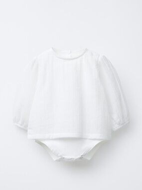 Zara white muslin baby bodysuit
